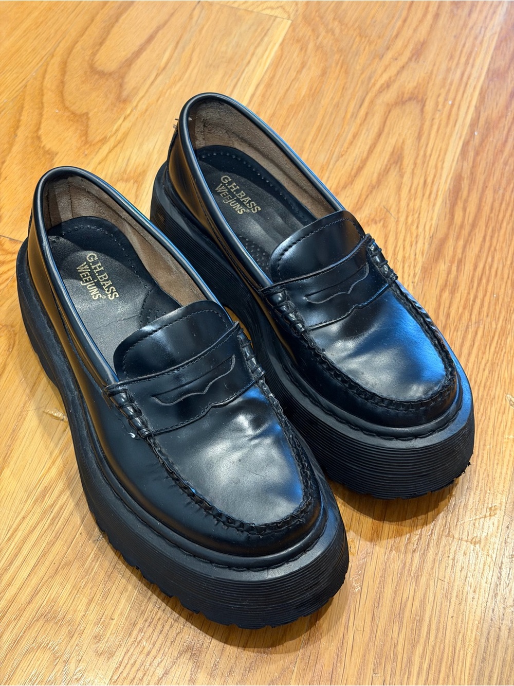 G.H. Bass & Co. Black Whitney Platform Loafers